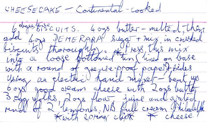 Scan 1 of 2 for Cheesecake - Continental - Cooked