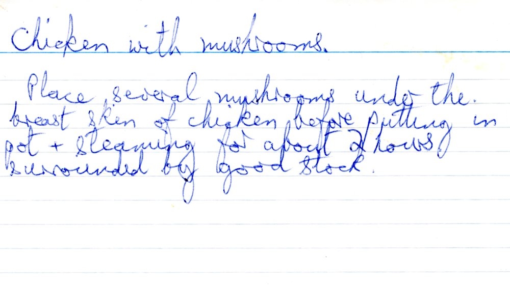 Scan 1 of 1 for Chicken with Mushrooms