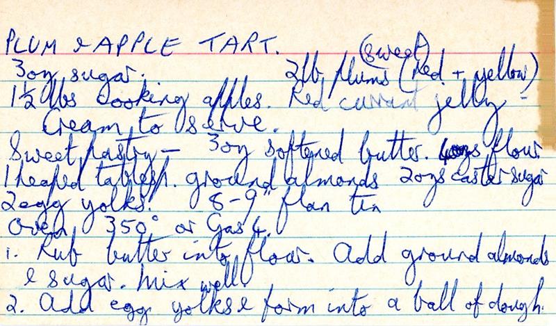 Scan 1 of 2 for Plum & Apple Tart