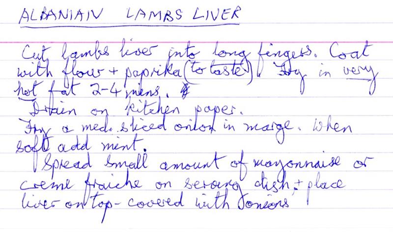 Scan 1 of 1 for Albanian Lambs Liver