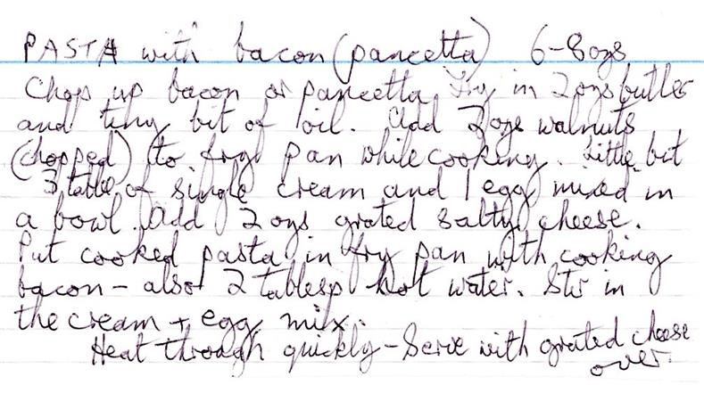 Scan 1 of 1 for Pasta with Bacon (Pancetta)