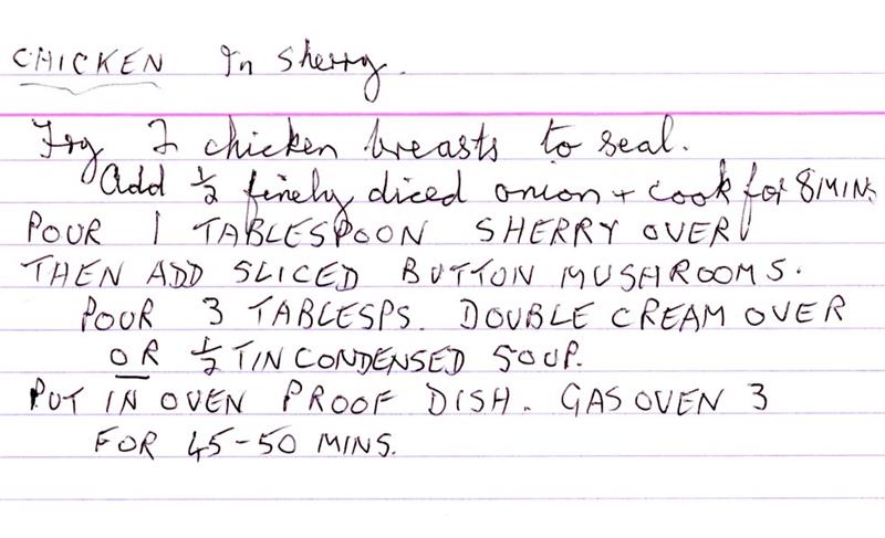 Scan 1 of 1 for Chicken in Sherry