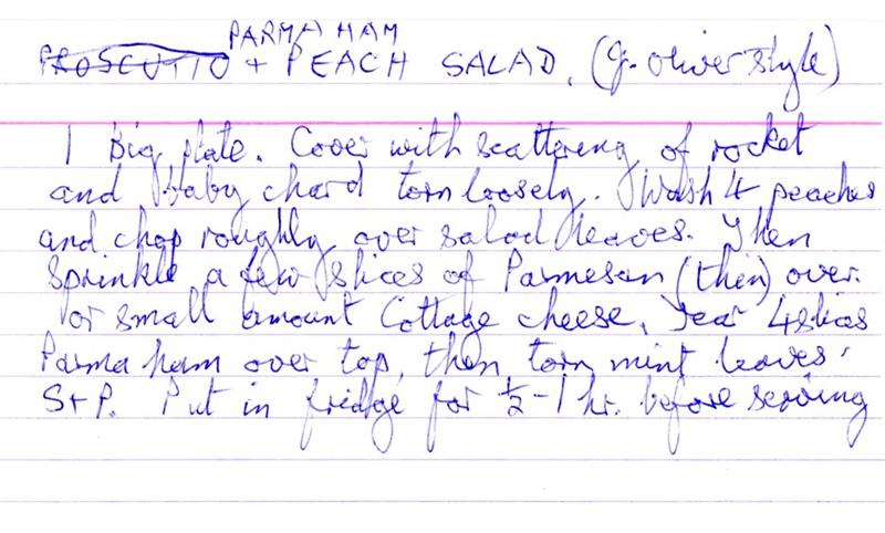 Scan 1 of 1 for Prosciutto / Parma Ham & Peach Salad (J. Oliver style)