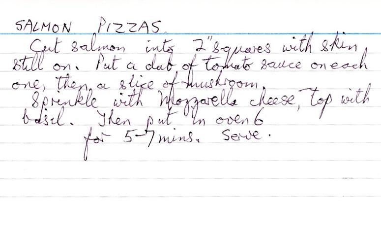 Scan 1 of 1 for Salmon Pizzas