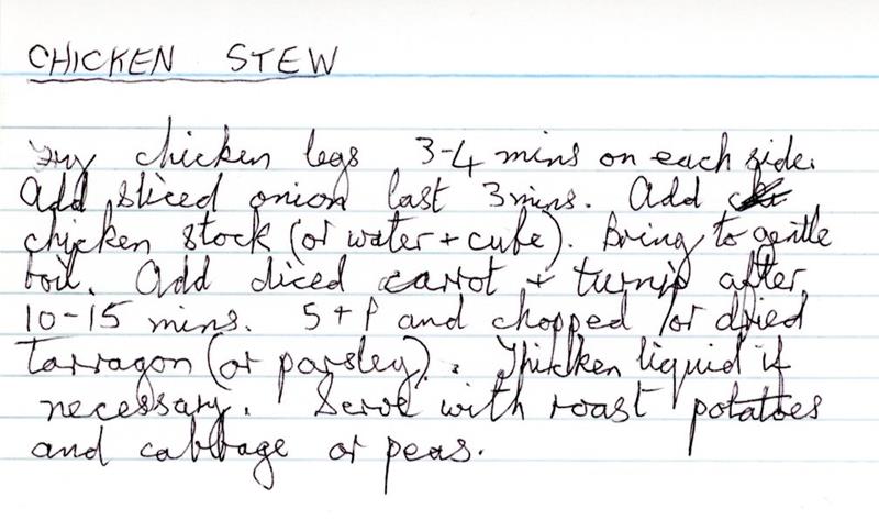 Scan 1 of 1 for Chicken Stew