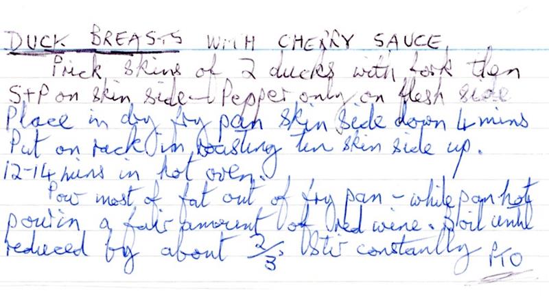 Scan 1 of 2 for Duck Breasts with Cherry Sauce