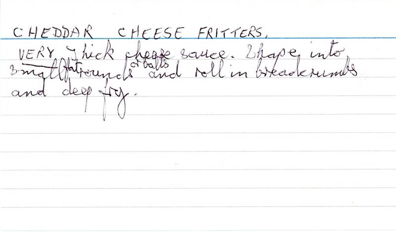 Scan 1 of 1 for Cheddar Cheese Fritters