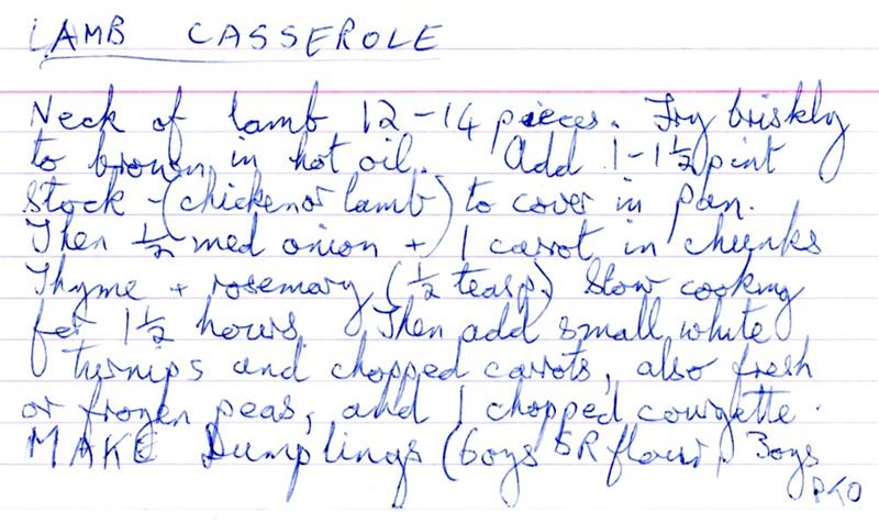 Scan 1 of 2 for Lamb Casserole