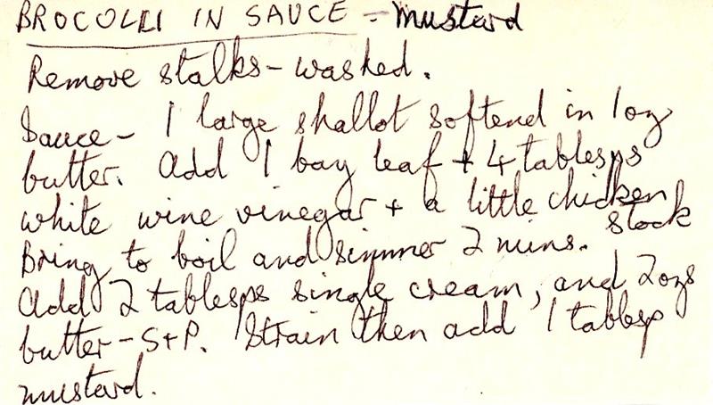 Scan 1 of 1 for Broccoli in Mustard Sauce