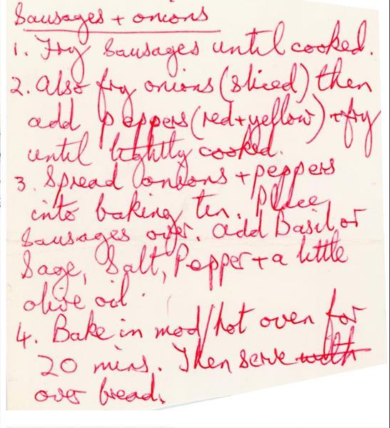 Scan 1 of 1 for Sausages & Onions