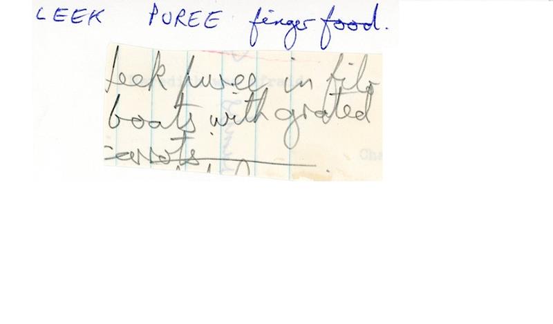 Scan 1 of 1 for Leek Puree Finger Food