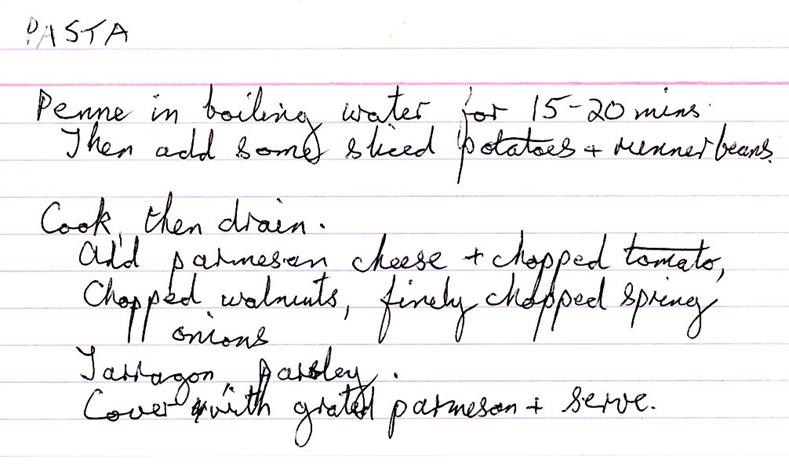 Scan 1 of 1 for Pasta