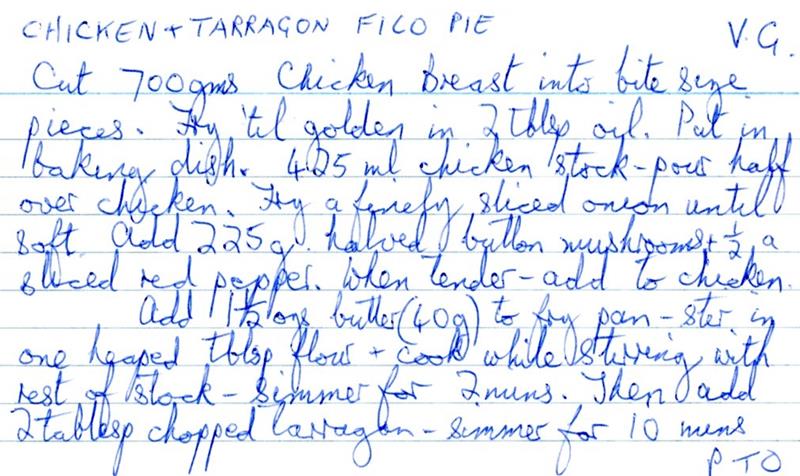 Scan 1 of 2 for Chicken & Tarragon Filo Pie