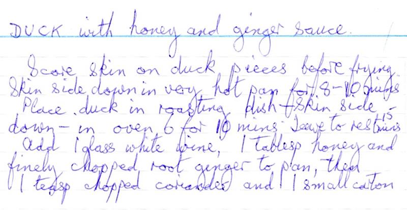 Scan 1 of 2 for Duck with Honey and Ginger Sauce