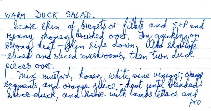 Scan 1 of 2 for Warm Duck Salad