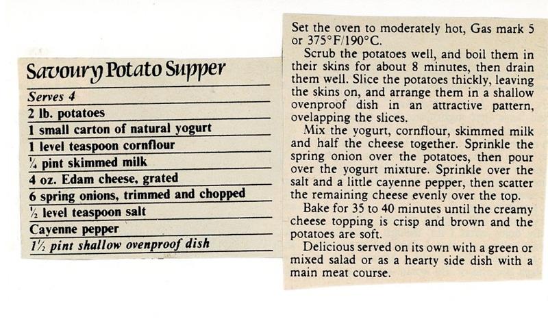 Scan 1 of 2 for Savoury Potato Supper