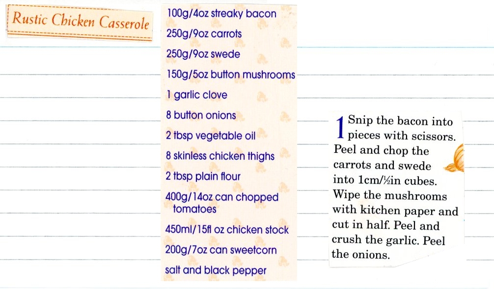 Scan 1 of 2 for Chicken and Vegetable Casserole