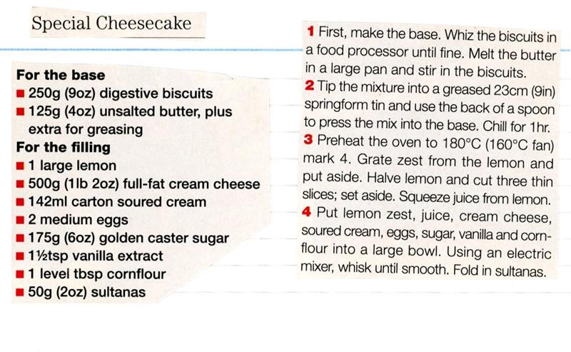 Scan 1 of 2 for Special Cheesecake