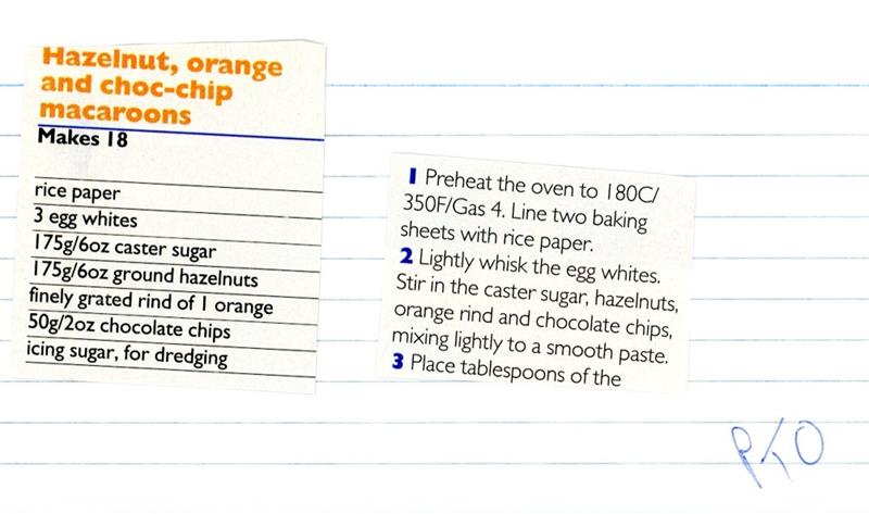 Scan 1 of 2 for Hazelnut, Orange and Choc-Chip Macaroons
