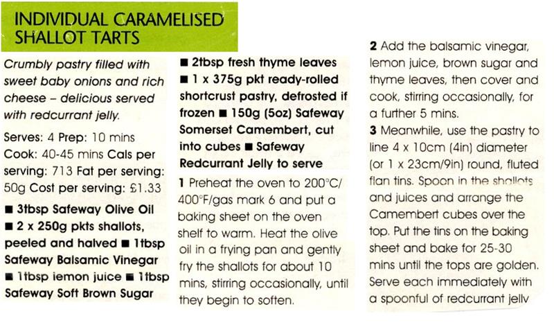 Scan 1 of 1 for Shallot & Camembert Tarts