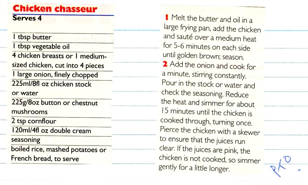 Scan 1 of 2 for Chicken Chasseur