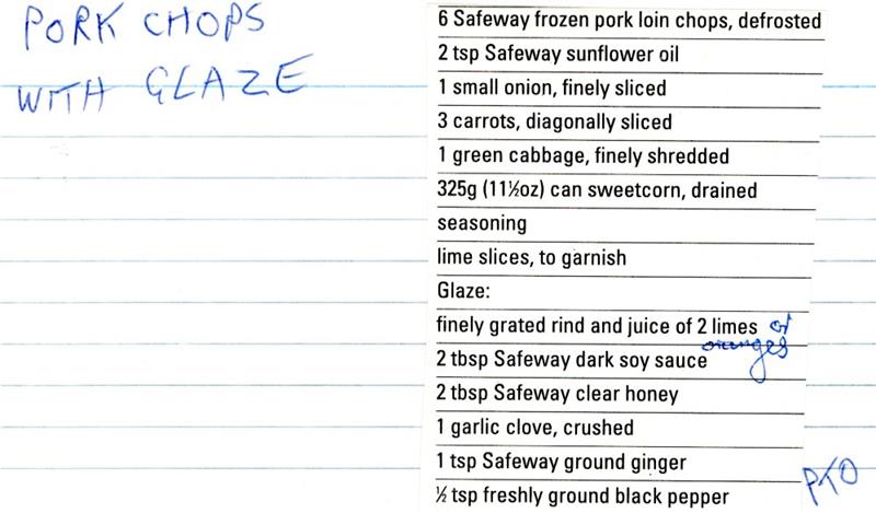 Scan 1 of 2 for Pork Chops with Lime Glaze and Stir-Fried Vegetables