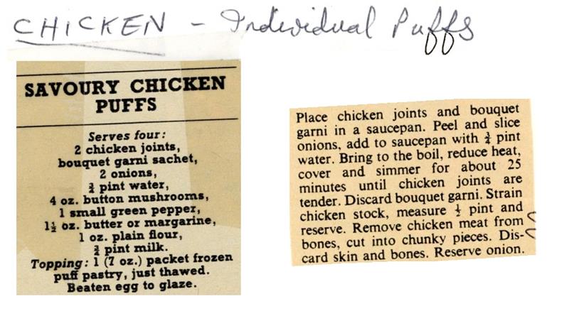 Scan 1 of 2 for Savoury Chicken Puffs