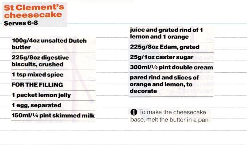 Scan 1 of 2 for St Clement's Cheesecake