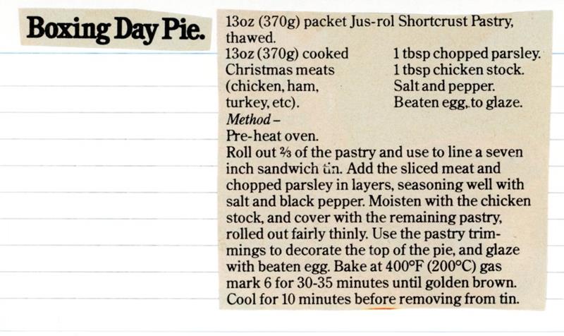 Scan 1 of 1 for Boxing Day Pie