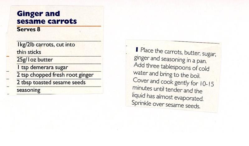 Scan 1 of 1 for Ginger and Sesame Carrots