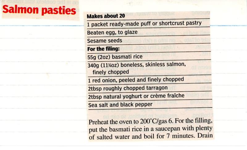 Scan 1 of 2 for Salmon Pasties