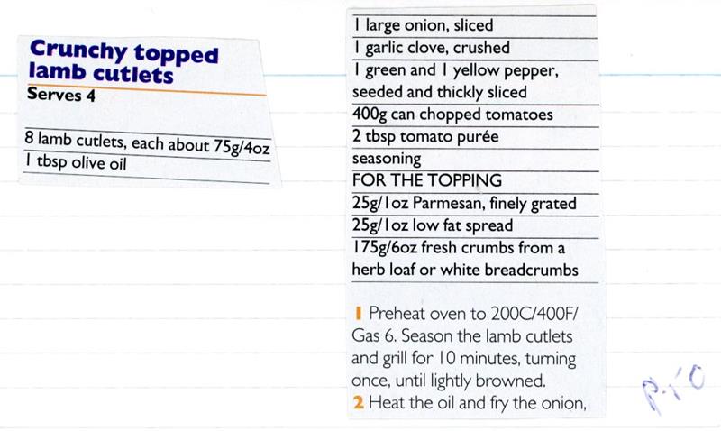 Scan 1 of 2 for Crunchy Topped Lamb Cutlets