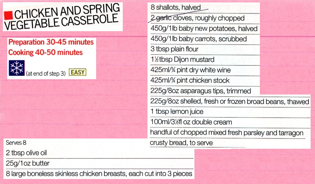 Scan 1 of 2 for Chicken and Spring Vegetable Casserole