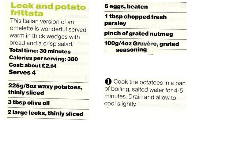 Scan 1 of 2 for Italian Potato & Leek Frittata
