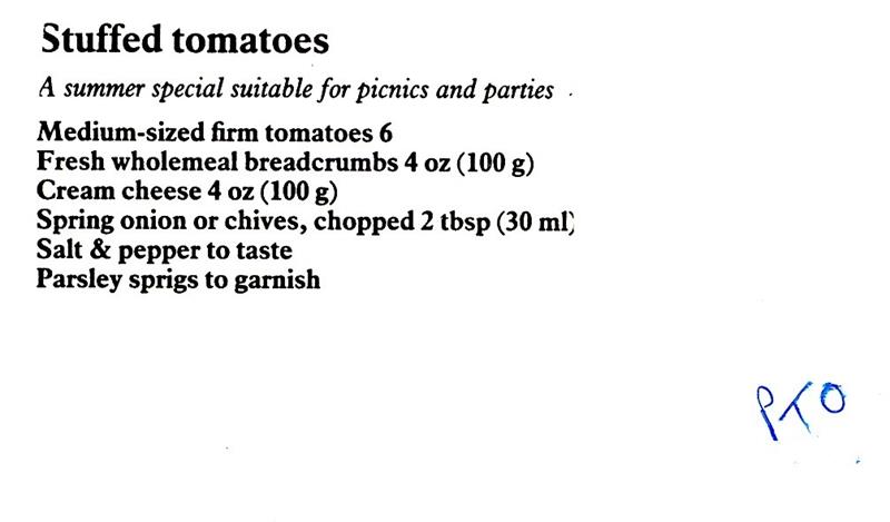 Scan 1 of 2 for Stuffed Tomatoes