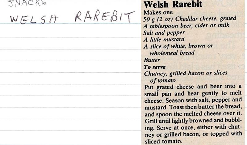 Scan 1 of 1 for Welsh Rarebit