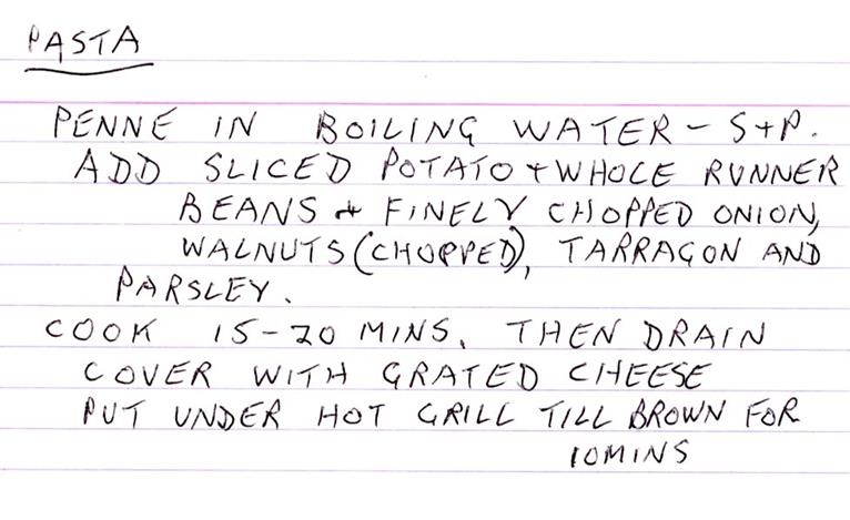 Scan 1 of 1 for Penne with Potato, Runner Beans & Walnut Cheese Gratin