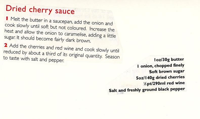 Scan 1 of 1 for Dried Cherry Sauce