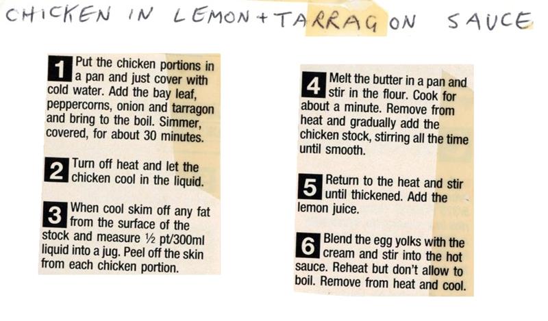 Scan 1 of 2 for Chicken in Lemon & Tarragon