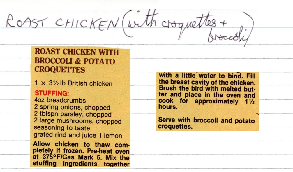 Scan 1 of 1 for Roast Chicken with Broccoli & Potato Croquettes