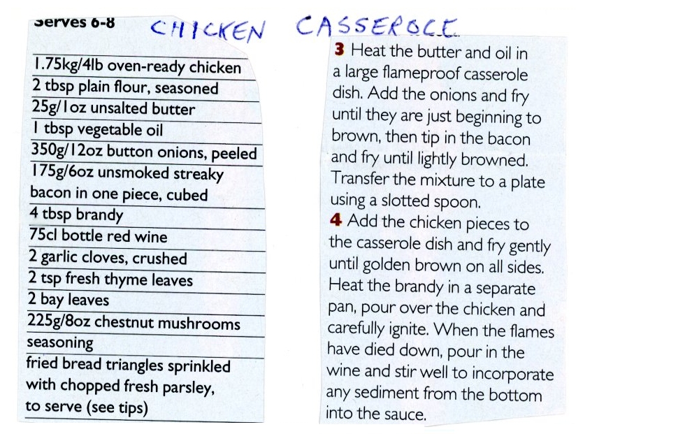 Scan 1 of 2 for Coq au Vin Chicken Casserole