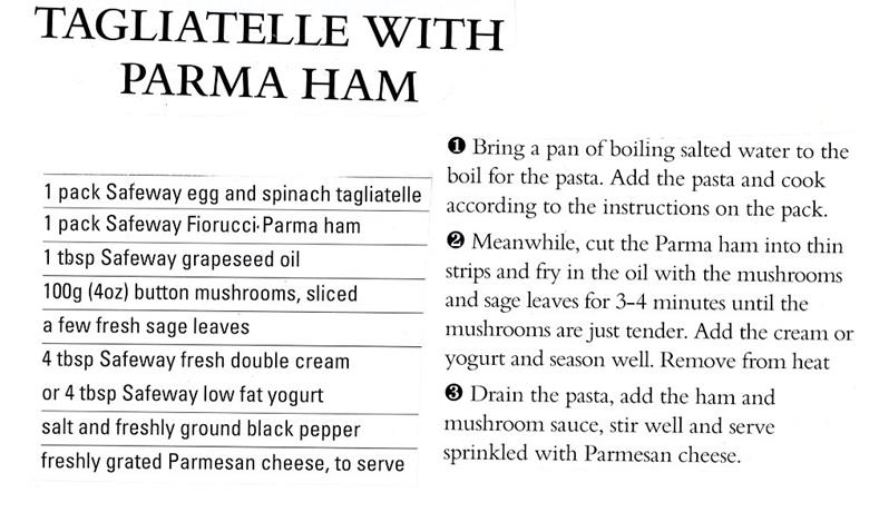 Scan 1 of 2 for Tagliatelle with Parma Ham