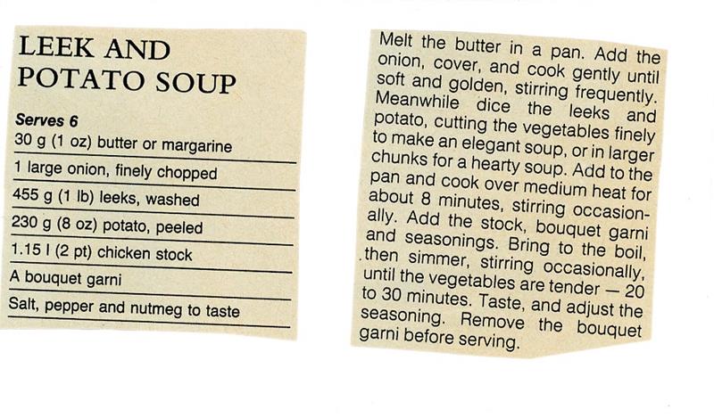 Scan 1 of 1 for Leek and Potato Soup