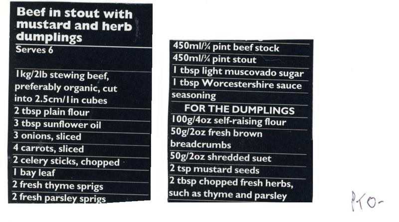 Scan 1 of 2 for Beef in Stout with Mustard and Herb Dumplings