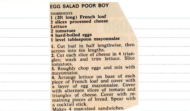 Scan 1 of 1 for Egg Salad Poor Boy