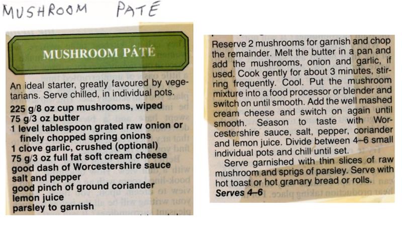 Scan 1 of 1 for Mushroom Pâté