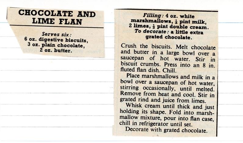 Scan 1 of 1 for Chocolate and Lime Flan