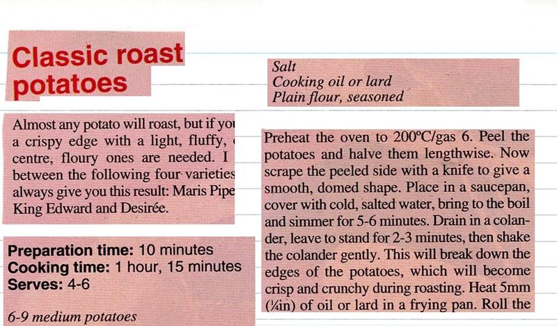 Scan 1 of 2 for Classic Roast Potatoes