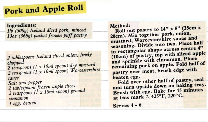 Scan 1 of 2 for Pork and Apple Roll