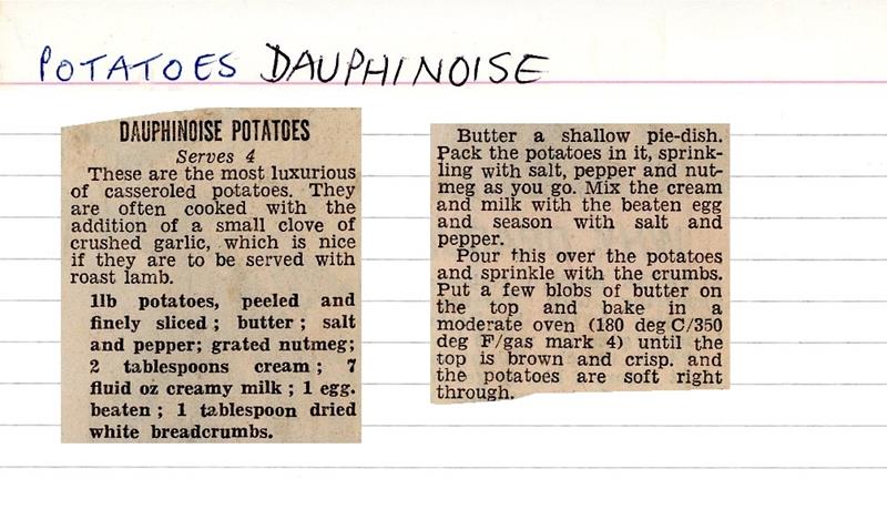 Scan 1 of 1 for Dauphinoise Potatoes